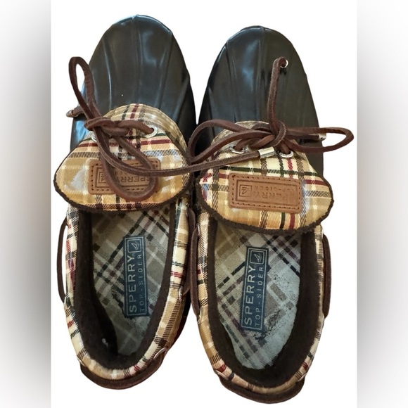Sperry Top Sider Brown With Plaid Weatherproof Duck Boots Size 6.5 - Picture 4 of 5